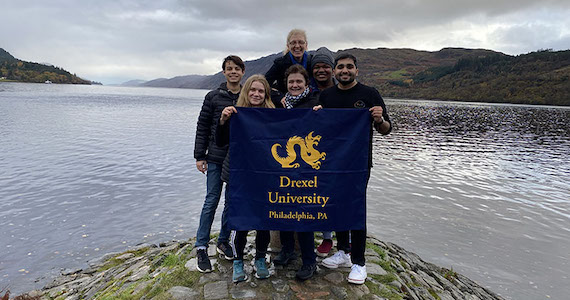 The Drexel delegation for the second week of COP26 at Loch Ness.